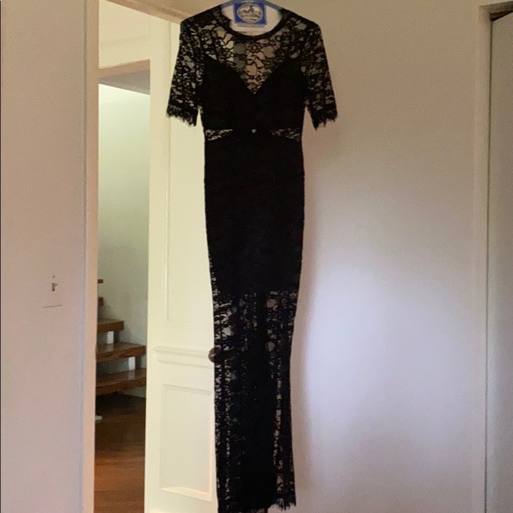 Nasty gal maxi dress black lace size small